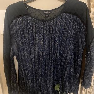 Size L Lucky Brand Navy Blouse